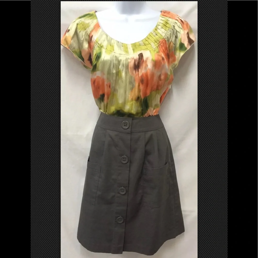 TABITHA Anthropologie Dress Zoya Lined Silk Blouse Mini Career Floral Watercolor